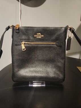 Coach Black Leather Crossbody Bag with Gold Hardware